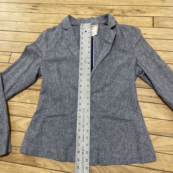 Cartonnier Anthropologie Linen Blazer Women 4 Blue Light 2 Button Preppy Beach 4 - Picture 11 of 16